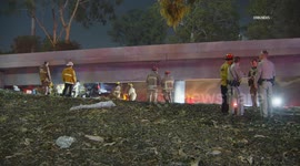 US, Los Angeles: Boyle Heights Fatal Truck Pinned Under Bridge on 10 Freeway