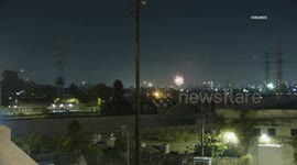 US, Los Angeles: Los Angeles Fireworks Light Up LA River From Broadway Bridge Time Lapse
