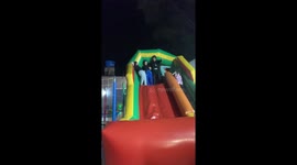 Inflatable playground tips over during play in Paraná, Brazil
