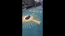 Dog Sleeping in the Center of Eucharist Salt Carpet