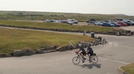 Comedians complete epic 1,000 mile journey on tandem bikes to save British pubs
