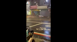 Mattress flies down street as Typhoon Danas kills two in Taiwan