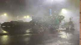 Debris flies through streets as Typhoon Danas hits Taiwan