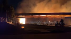 Fire tears through furniture warehouse in Thailand