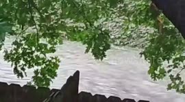 Heavy Rain Transforms Austin’s Wooldridge Channel Into Raging Stream