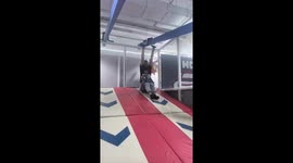 Father and daughter share fun zip line ride in Liaoning, China