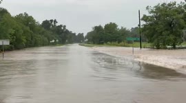 Highway 29 submerged as deadly floods hit Circleville, Texas