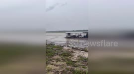 Boat dock with vessels still attached floats away in Texas floods