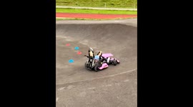 Three-year-old girl amazes everyone by riding go-kart like a seasoned racer