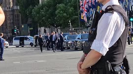 Keir Starmer and President Macron Lay Wreaths at Churchill Statue in London