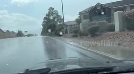 Continuous rainfall drenches streets in Las Vegas, USA