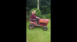 Woman crashes lawn tractor into bushes in Ludlow, England