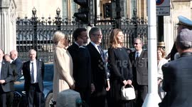 Keir Starmer and Emmanuel Macron in Parliament Square during first day of French president's UK State Visit.
