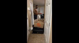 Wife catches husband creating a trap so the cat doesn’t come upstairs to keep waking him up