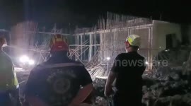 Steel frame collapses injuring 13 workers at building site in Bangkok