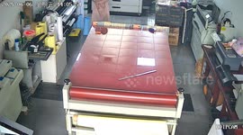 Glass shatters when mother stands her baby on table top