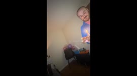 Cute birthday moment as boyfriend's candle placement adds unexpected humor to celebration