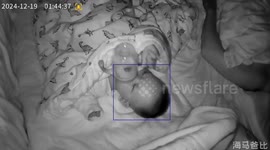 The Baby Wakes up for Night Feed by Himself