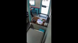 Cyclist crashes into shop door, pins customer in Miami, Florida