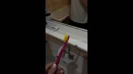 Woman surprised by unusual melted toothbrush in Makhachkala, Russia