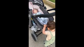 Mischievous Tot Trips Brake on Baby Sister's Stroller