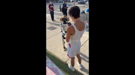 Friendly Robot Says Hello to the Locals