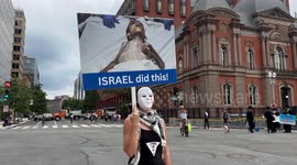 US: Silent protest held near Blair House in Washington DC against Israel's attacks on Palestine