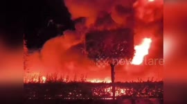 Italy: Firefighters Battle Blaze At Waste Recycling Plant In Pastorano
