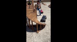 RC Car Climbs Up Spiral Staircase