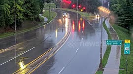US: Amazon Semi Loses Control On Wet Road And Nearly Plunges Into Iowa River In Dramatic Incident