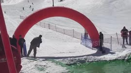 Skier Passes Pool