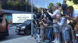 Chris Brown arrives at London court over assault charges