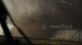 US: Dramatic close-up of the powerful tornado that struck Morton during the storm