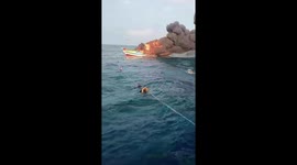 Indonesia fishing boat catches fire leaving one crew member missing