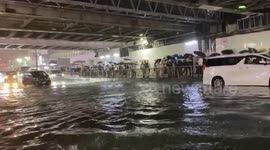Torrential Downpour Floods Underpass During Rainstorm