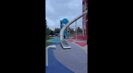 Girl's Nike joggers lead to a comical slide moment at Butlins Skegness