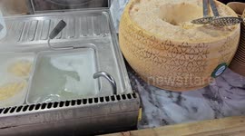 Belgian Italian Pasta Made Inside a Giant Cheese Wheel