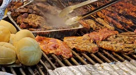 Grilled Sausages and Steaks at Cologne’s Christmas Market | German Street Food in Winter Magic