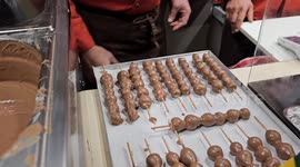 Fruits Dipped in Chocolate at German Christmas Market | Sweet Holiday Treats