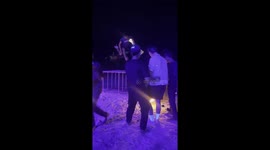 Tourists enjoy fire spinning at Full Moon Party in Thailand