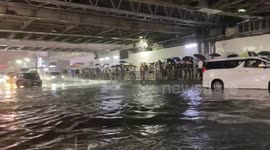 Japan: Severe Flooding Under Bridge in Shibuya After Heavy Rainfall