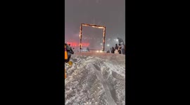 A Man Fails to Jump Through Rings of Fire