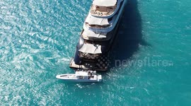 Mark Zuckerberg anchored in Vasiliki Bay, Lefkada, on his Superyacht LAUNCHPAD 03