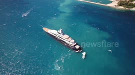 Mark Zuckerberg anchored in Vasiliki Bay, Lefkada, on his Superyacht LAUNCHPAD 04