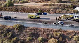 US, Los Angeles: Piru 2 Killed 4 Injured in Violent Head-On Crash With Leg Severance AERIALS Part 2
