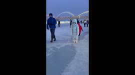 The Girl Falls Down on the Ice