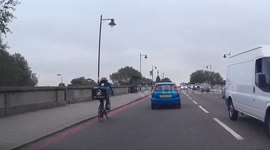 Newsflare Edit - Deliveroo rider has a near miss with a pedestrian at a crossing