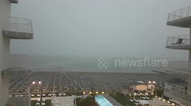 Big storm hits beach in Italy