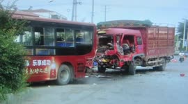 'Tired' lorry driver crashes into the back of a bus, injuring six