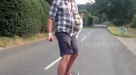 Flying Electric Skateboarding Dog!!